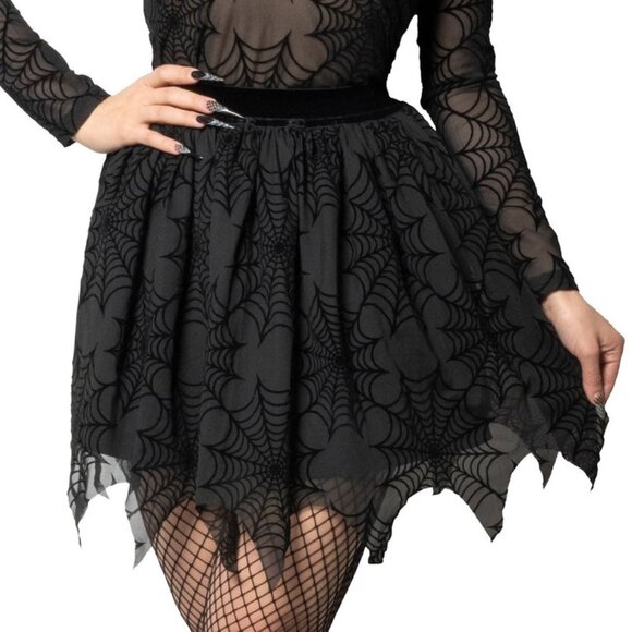 Black Spiderweb Mesh Tutu Mini Skirt Tattered Hem S-M-L-XL-2XL-3XL NWT